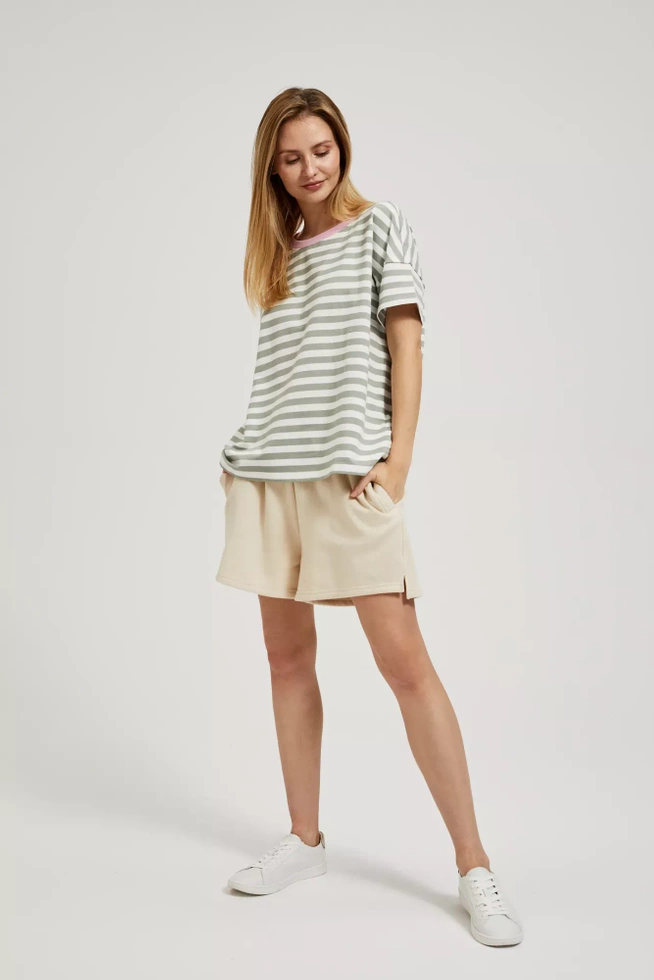 Bluza w paski oliwkowa