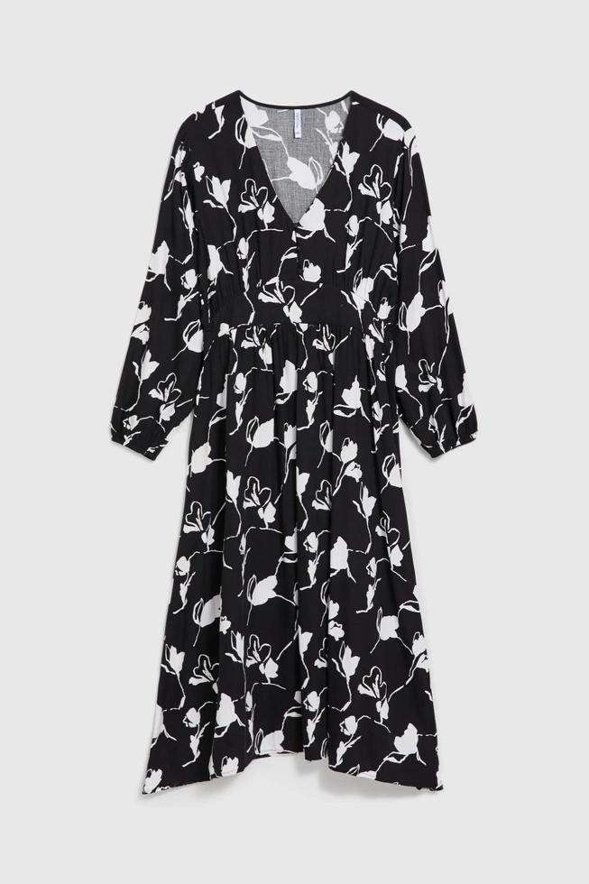 Wiskozowa sukienka z printem czarna