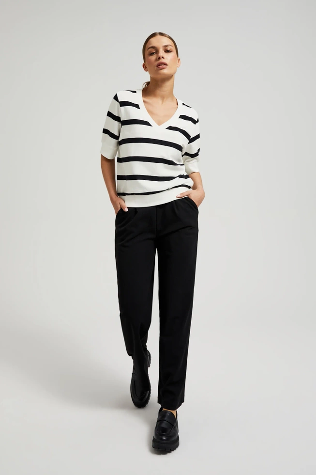 Bluza w paski z krótkimi rękawami czarno-biała