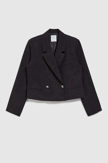 Krótka marynarka z ozdobymi guzikami czarna