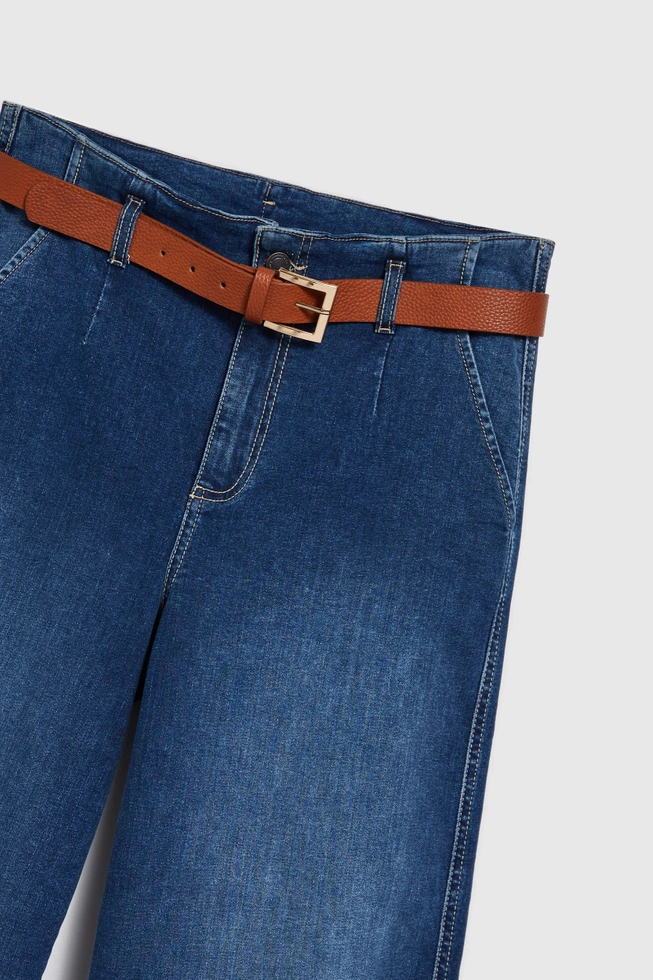 Jeansy z nogawkami o długości 3/4 niebieskie