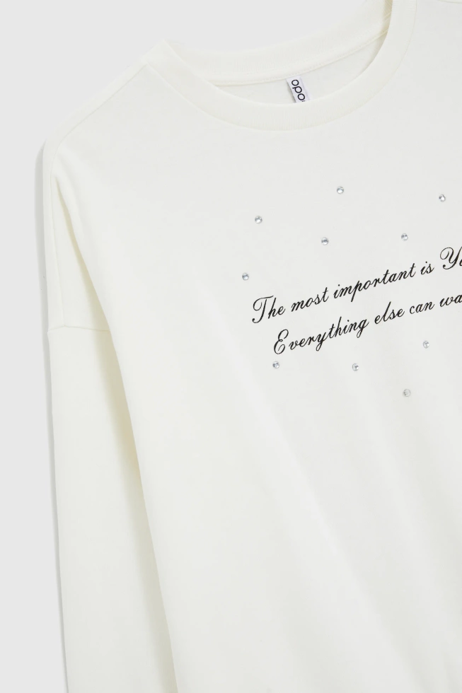 Bluza z napisem ecru