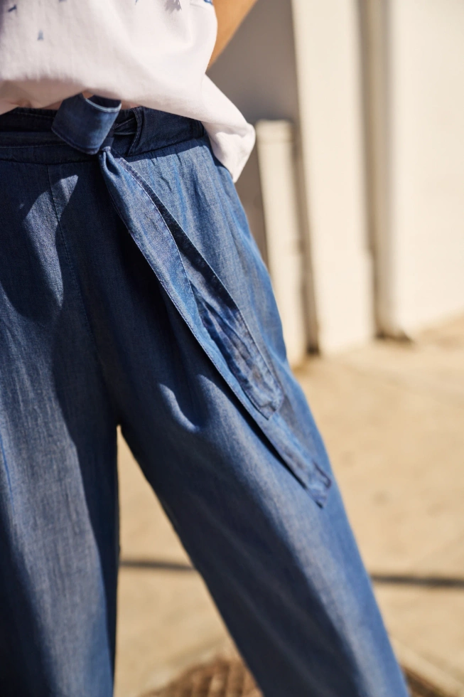 Spodnie lyocell niebieskie