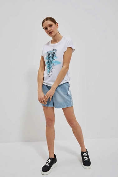 T-shirt z nadrukiem meduzy biały