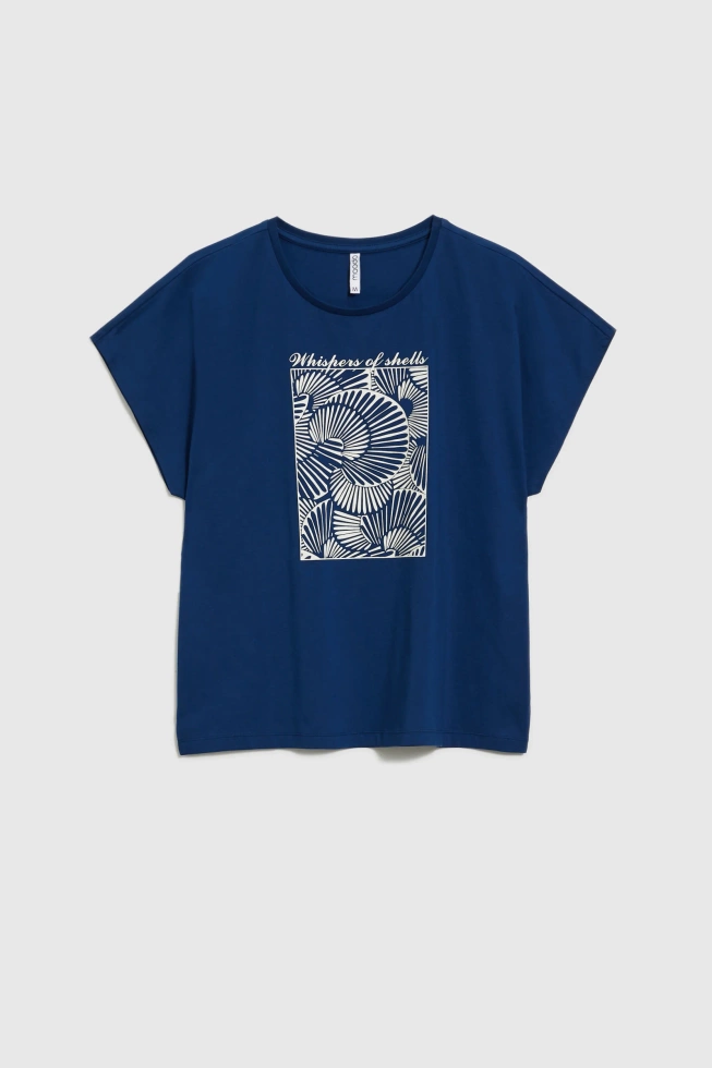 Bawełniana bluzka z nadrukiem granatowa