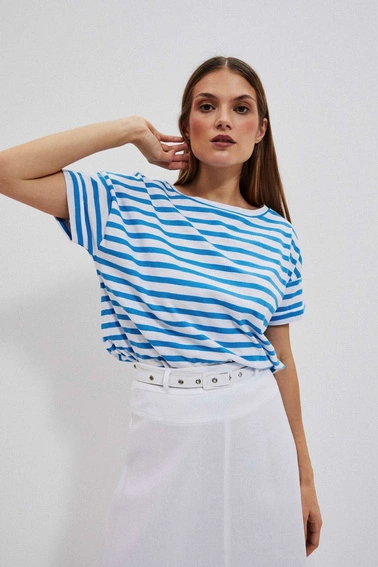 T-shirt w paski niebieski