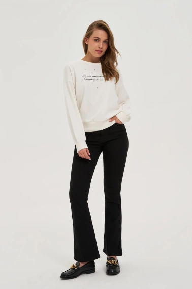 Bluza z napisem ecru