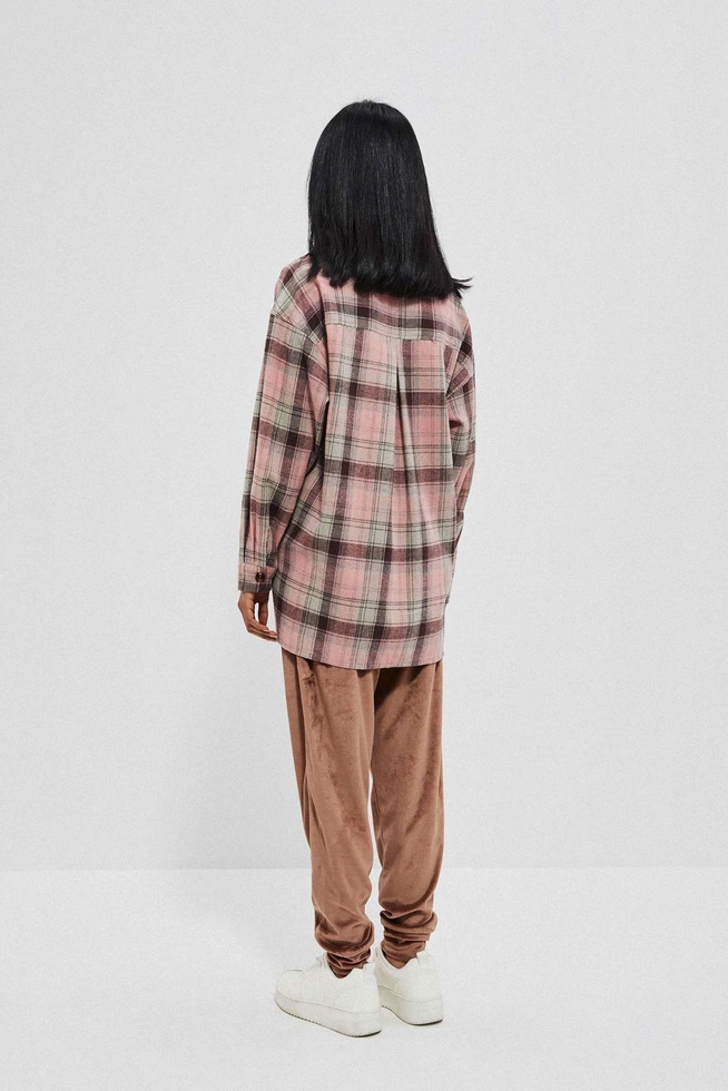 Koszula w kratę różana