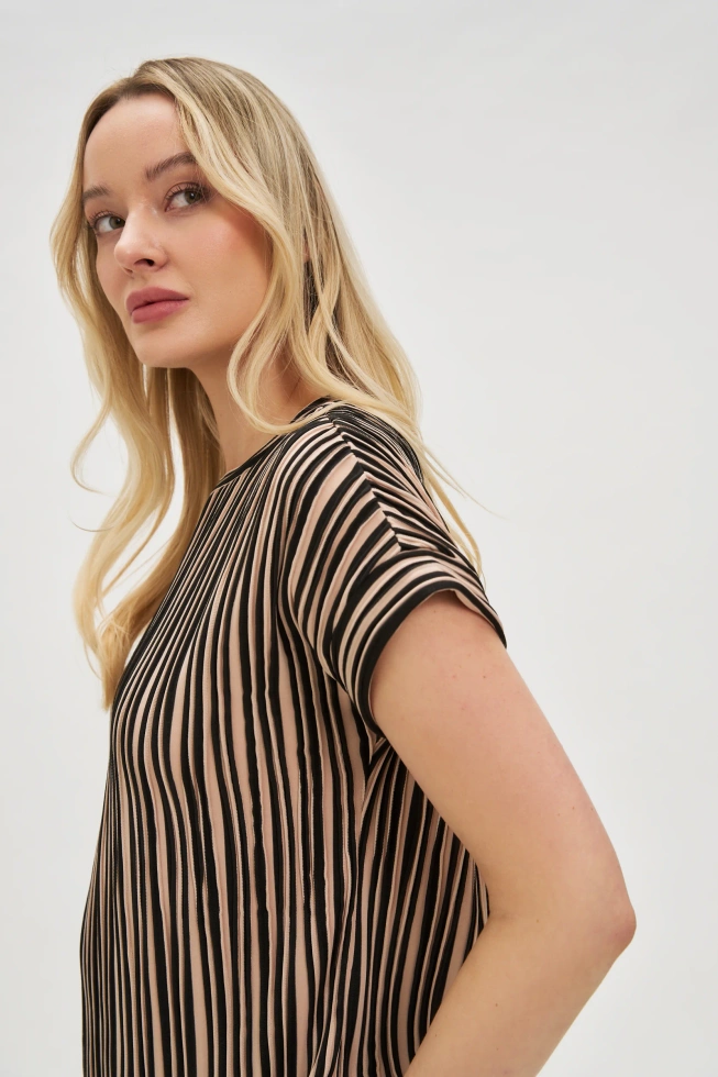 Bluzka w paski beżowa