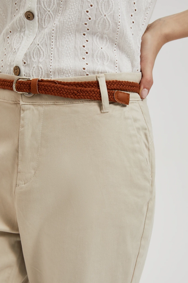 Spodnie z ozdobnym paskiem beżowe