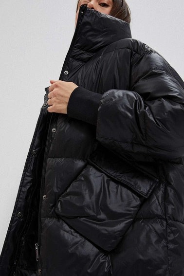 Pikowana kurtka z kołnierzem czarna