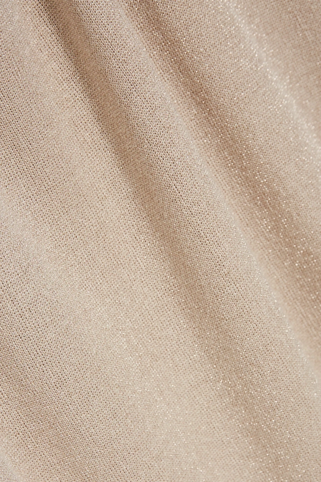 Gładki sweter z krótkimi rękawami beżowy