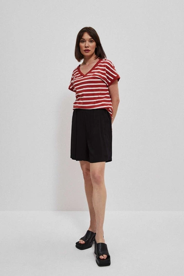 Bawełniana bluzka w paski rubinowa