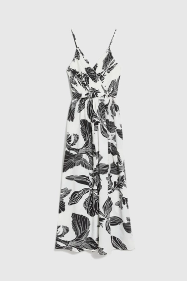 Kombinezon w tropikalny wzór czarno-biały