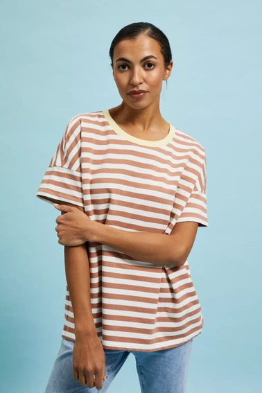 Bluza w paski brązowa