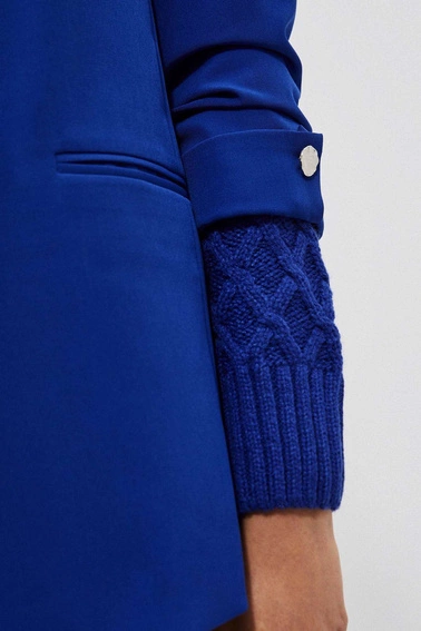 Marynarka z marszczonymi rękawami 3/4 lazurowa