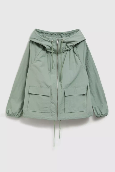 Wodoodporna kurtka z kapturem oliwkowa