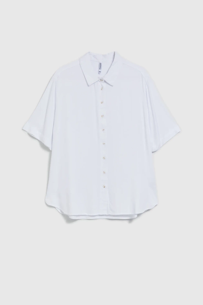 Biała wiskozowa koszula z kołnierzykiem