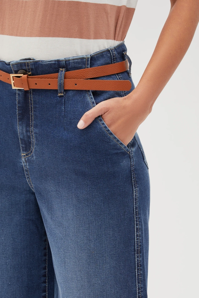 Jeansy z nogawkami o długości 3/4 niebieskie