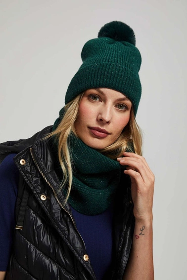 Komin z metaliczną nitką szmaragdowy