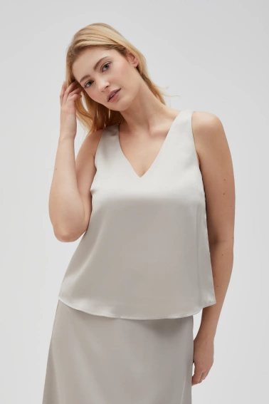 Gładka koszula beżowa