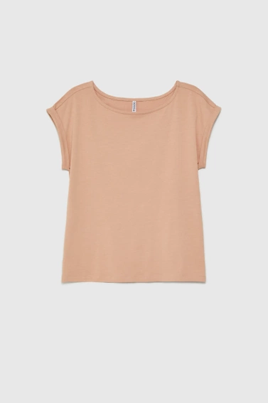 T-shirt z okrągłym dekoltem beżowy