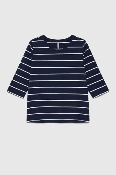 Bluzka w paski o prostym fasonie granatowa