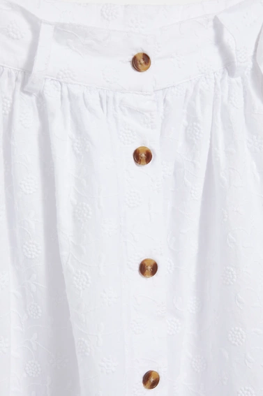 Spódnica midi z guzikami z wiązaniem w talii biała 