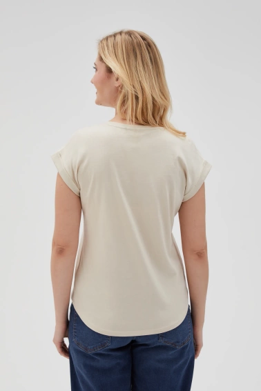 Bawełniana bluzka z aplikacją beżowa
