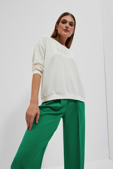 Bluza z napisem perłowa