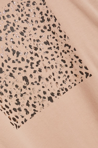 Bluza z nadrukiem i długimi rękawami beżowa