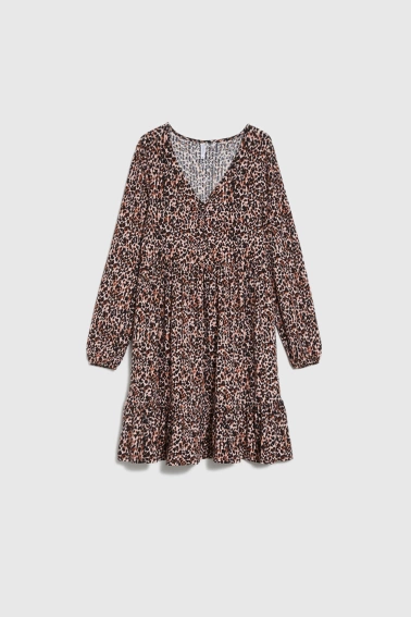 Sukienka w panterkę z falbaną czarna