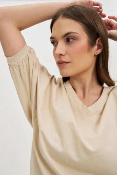 Bawełniana bluzka oversize beżowa