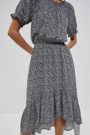 Wzorzysta sukienka z wiskozy czarna