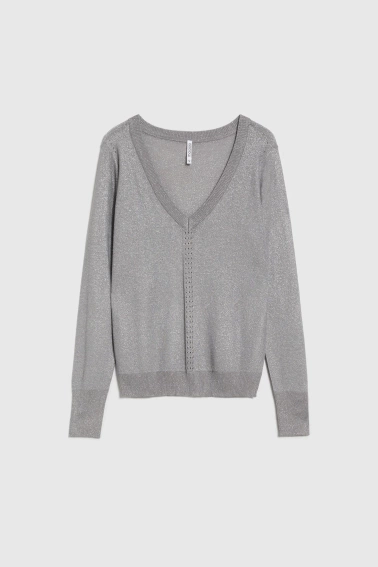 Sweter z metaliczną nitką szary