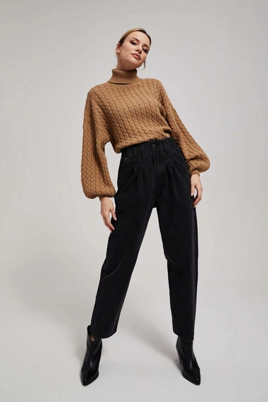 Jeansy paperbag czarne