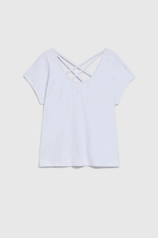 Bluzka z dekoltem plecach biała