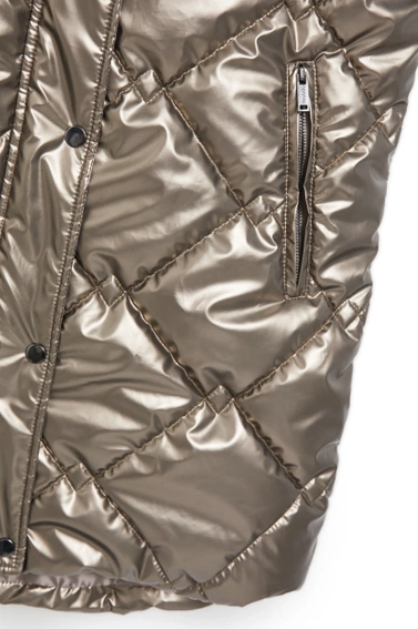 Pikowana kamizelka z kapturem beżowa