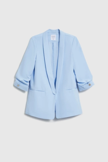 Marynarka z marszczonymi rękawami błękitna 