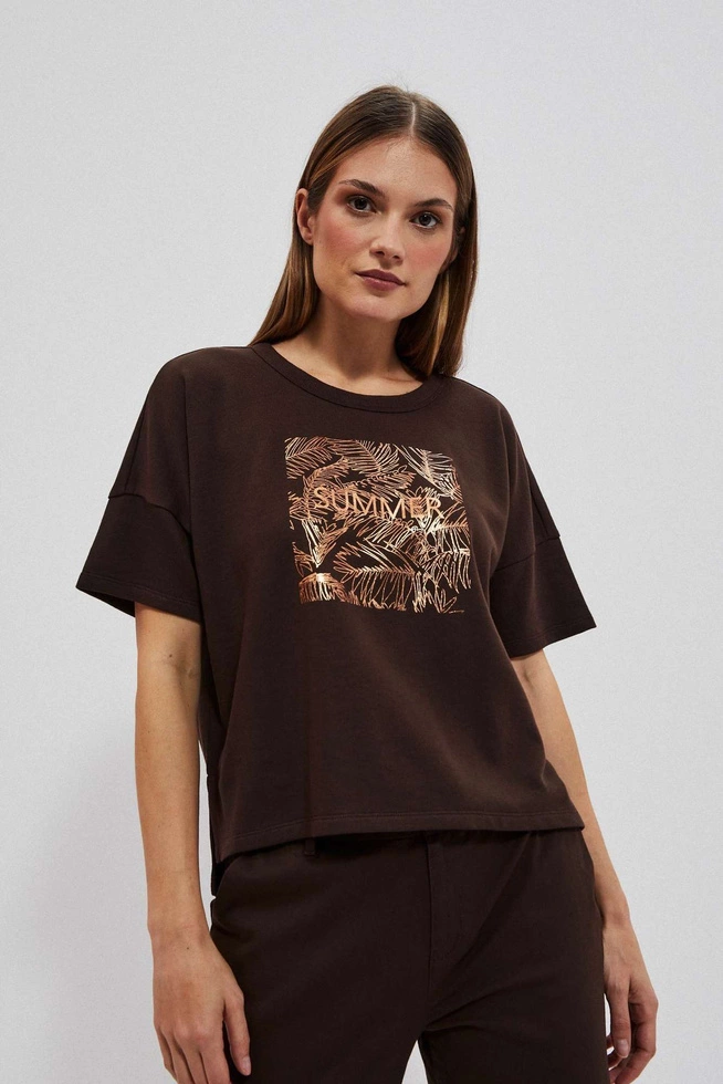 Bluza z nadrukiem ciemnbrązowa