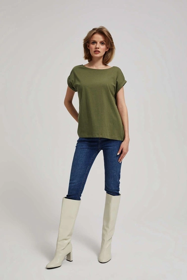 Bawełniany t-shirt oliwkowy