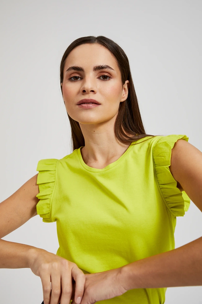 Bluzka z falbaną na ramionach limonkowa