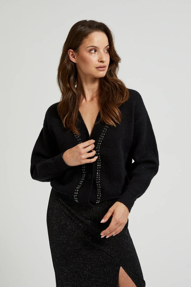 Kardigan ozdobiony koralikami czarny
