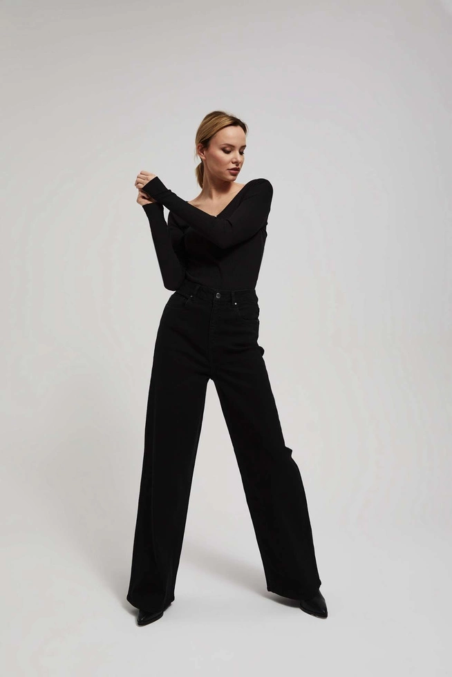 Jeansy wide leg z wysokim stanem