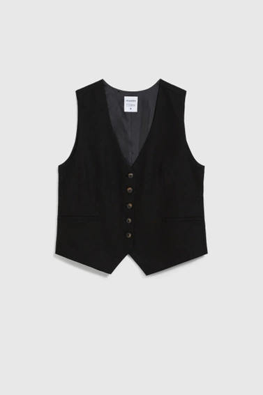 Kamizelka z dodatkiem lnu czarna