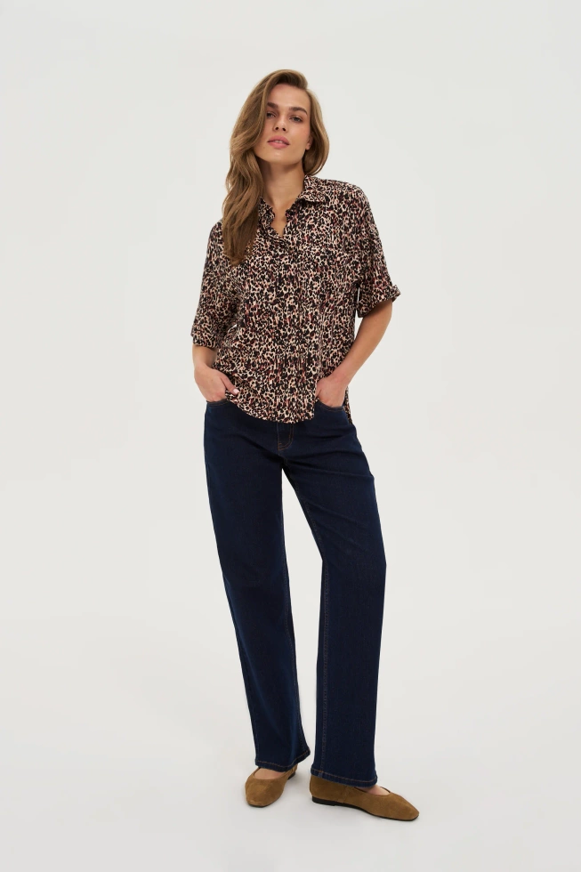 Wiskozowa koszula w panterkę czarna