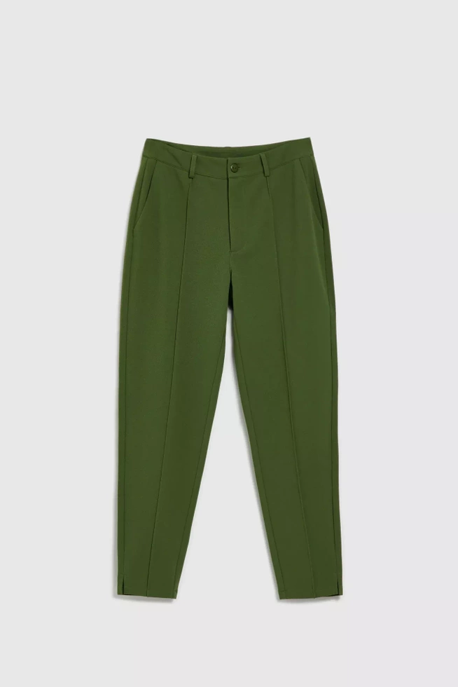 Elegnackie spodnie w kant khaki