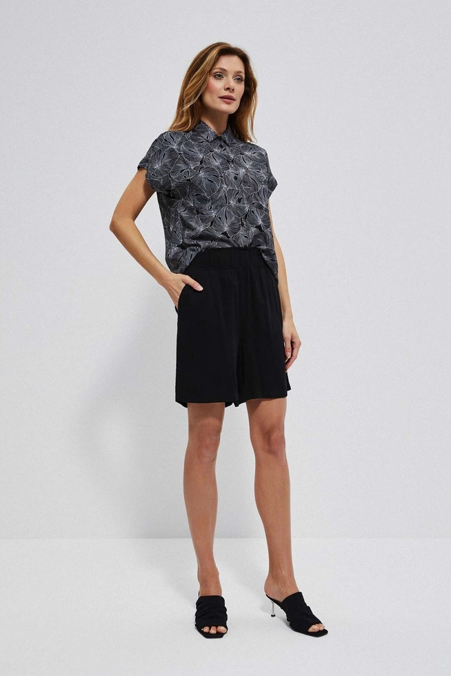 Spodenki z wiskozy z wysokim stanem czarne