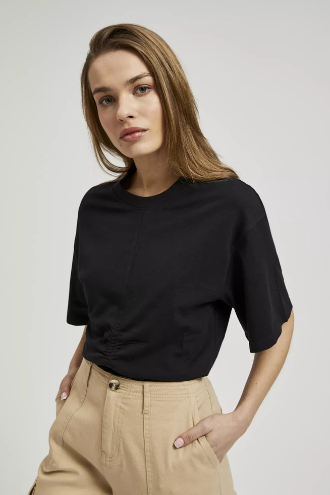 Bluzka z krótkimi szerokimi rękawami czarna