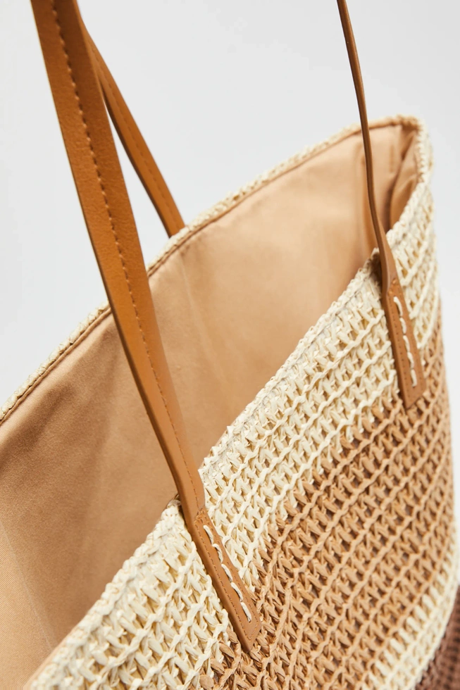Duża plażowa torba beżowa